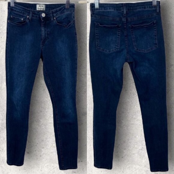 Acne Studios Skin 5 Deep Skinny Jeans Denim Size 26 Dark Indigo Blue‎ Stretch - Picture 2 of 12